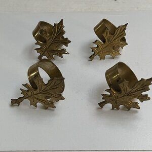 Vintage Brass Maple Leaf Napkin Rings Set Of 4 Autumn Leaves Fall Thanksgiving